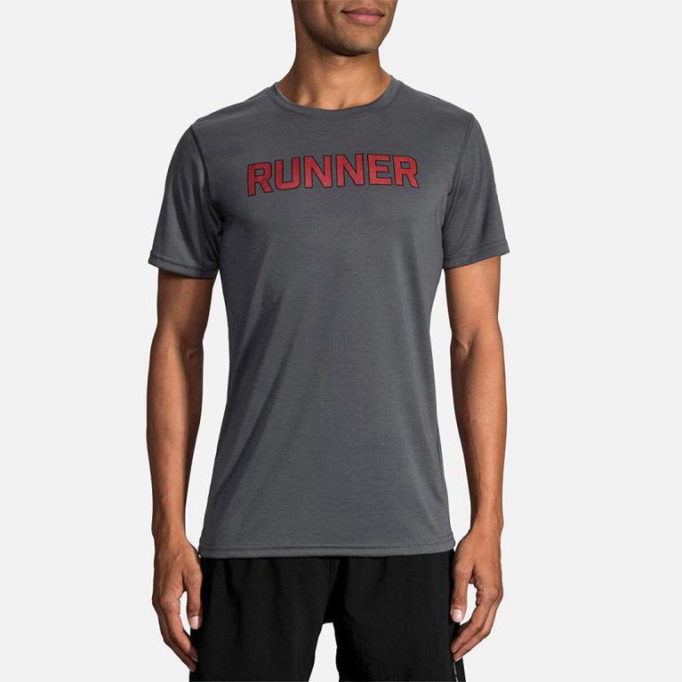 Brooks Distance Graphic Men's Short Sleeve Running Shirt - Grey (12540-EAGT)